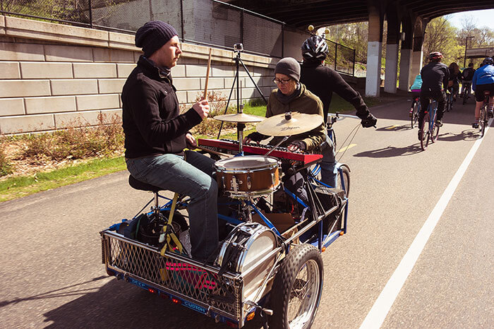 The Decayed Realms performing on Karl Stoerzinger's Cargotrike for 30 Days of Biking